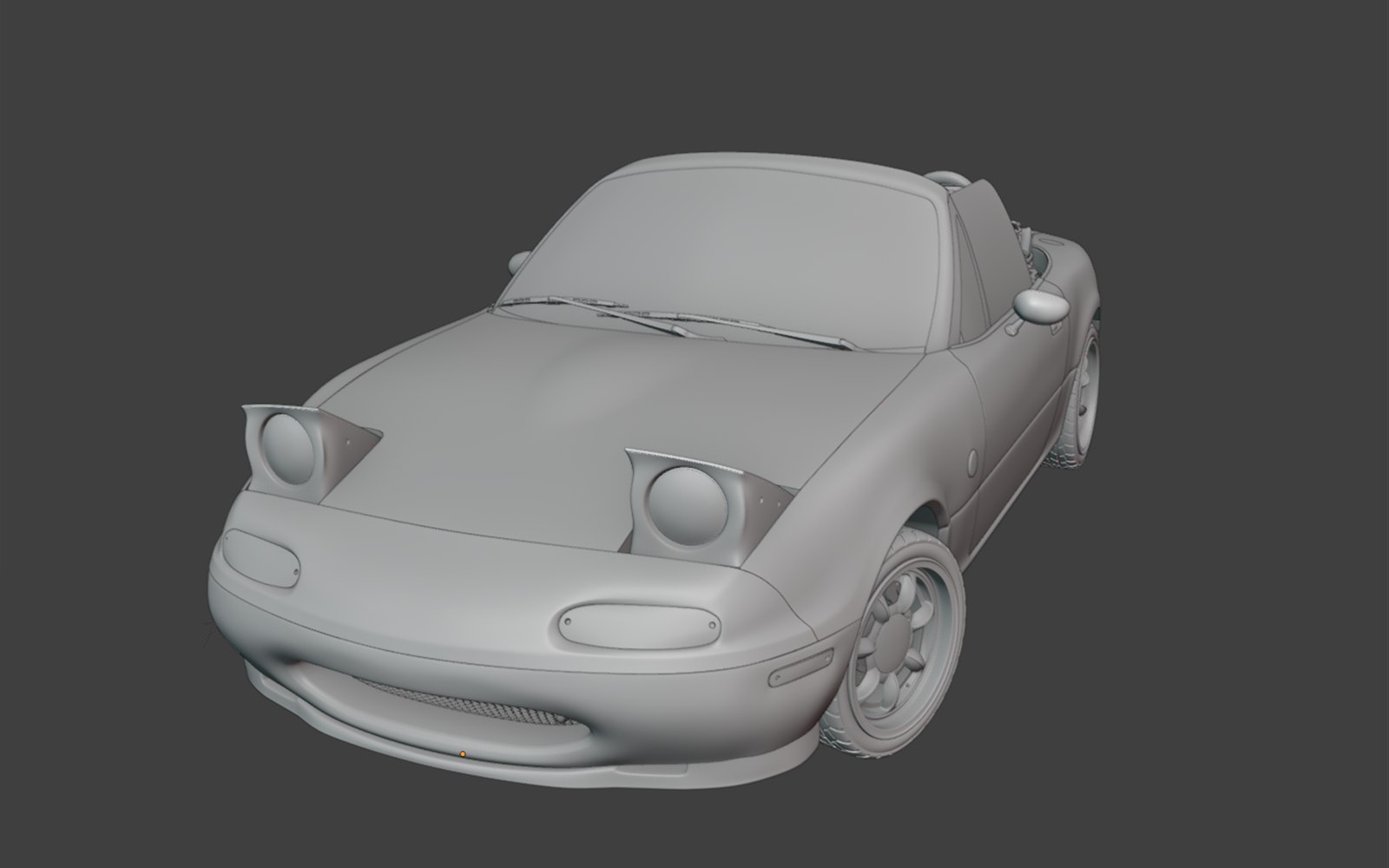 Mazda MX-5 NA - three-quarter front, clay render